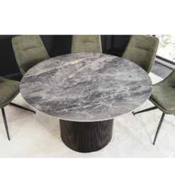 Stół UNIQUE 120 cm okrągły ceramiczny blat efekt czarny marmur*Invicta Interior Best