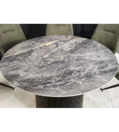 Stół UNIQUE 120 cm okrągły ceramiczny blat efekt czarny marmur*Invicta Interior Best