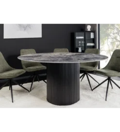 Stół UNIQUE 120 cm okrągły ceramiczny blat efekt czarny marmur*Invicta Interior Best