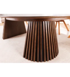 Stół VALHALLA WOOD okrągły 120-160-200cm rozkładany dąb ciemny*Invicta Interior
