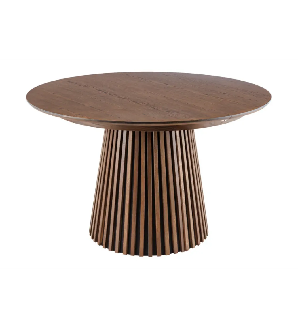 Stół VALHALLA WOOD okrągły 120-160-200cm rozkładany dąb ciemny*Invicta Interior