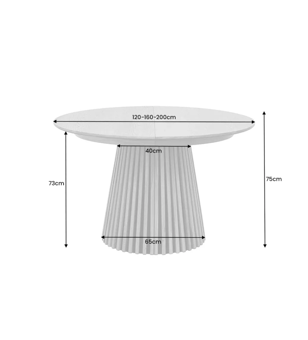 Stół VALHALLA WOOD okrągły 120-160-200cm rozkładany dąb naturalny*Invicta Interior Discount