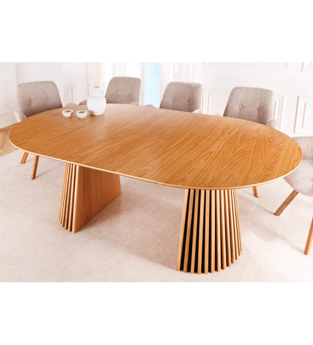 Stół VALHALLA WOOD okrągły 120-160-200cm rozkładany dąb naturalny*Invicta Interior Discount