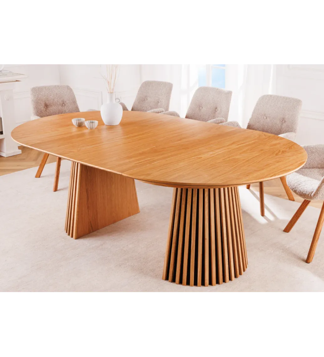 Stół VALHALLA WOOD okrągły 120-160-200cm rozkładany dąb naturalny*Invicta Interior Discount