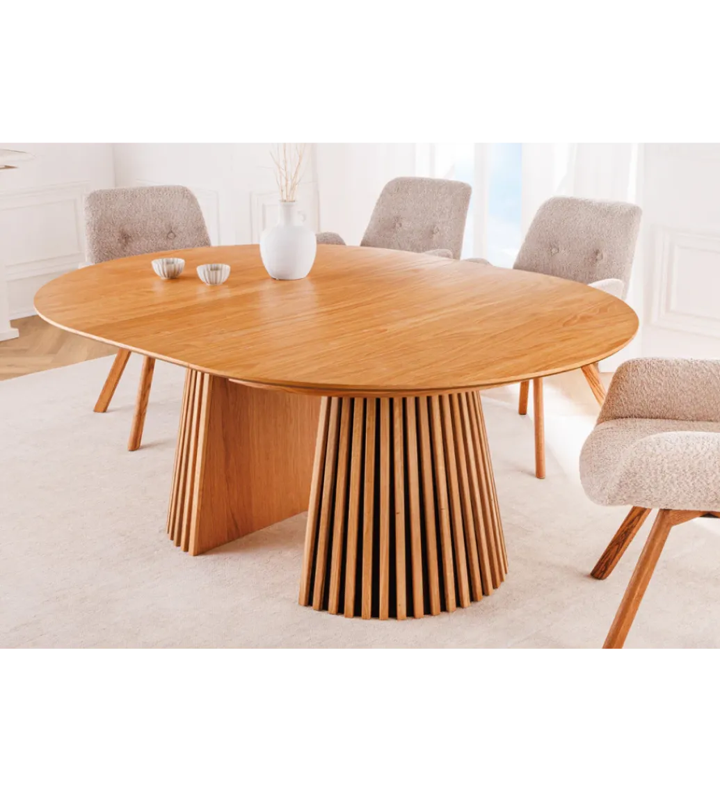 Stół VALHALLA WOOD okrągły 120-160-200cm rozkładany dąb naturalny*Invicta Interior Discount