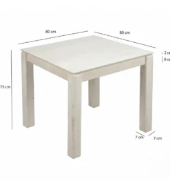 Stół WOHNLING 80 cm drewno mango białe wykończenie*WOHNLING, GERMANY Clearance
