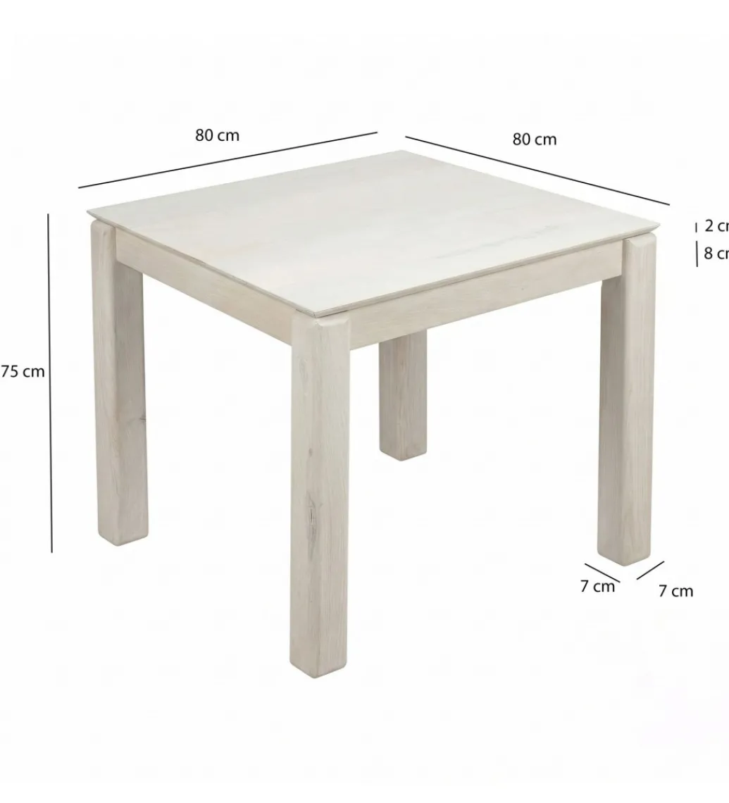 Stół WOHNLING 80 cm drewno mango białe wykończenie*WOHNLING, GERMANY Clearance