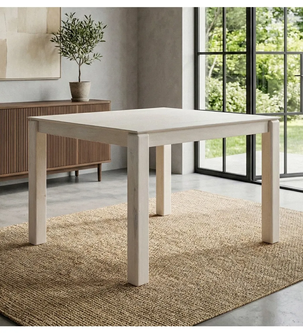 Stół WOHNLING 80 cm drewno mango białe wykończenie*WOHNLING, GERMANY Clearance