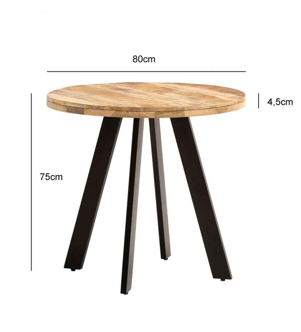 Stół WOHNLING 80 cm drewno mango nogi czarne*WOHNLING, GERMANY Best