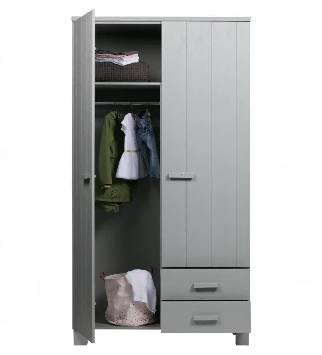 Szafa DENNIS 202 cm drewno sosna szara*WOOOD Sale