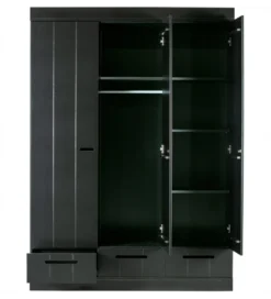Szafa DRAWER 195 x 140 cm drewno sosna czarna*WOOOD Discount