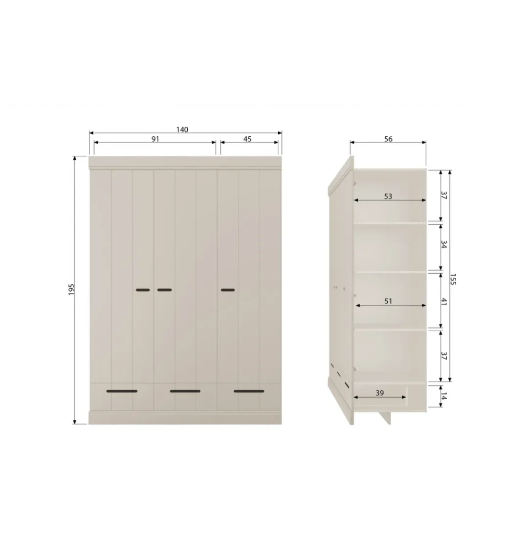 Szafa DRAWER 195 x 140 cm drewno sosna dust*WOOOD