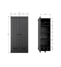 Szafa DRAWER 195 x 94 cm  drewno sosna czarna*WOOOD Hot