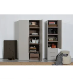 Szafa dwudrzwiowa RENS 110 cm dekor orzechowy szara*WOOOD Clearance