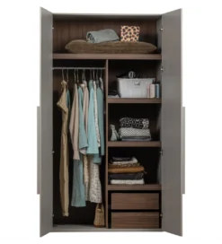 Szafa dwudrzwiowa RENS 110 cm dekor orzechowy szara*WOOOD Clearance