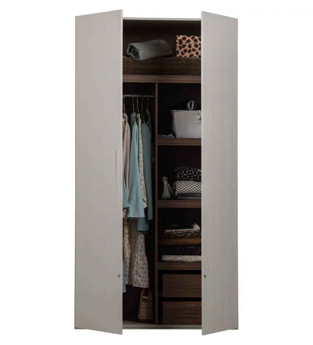 Szafa dwudrzwiowa RENS 110 cm dekor orzechowy szara*WOOOD Clearance