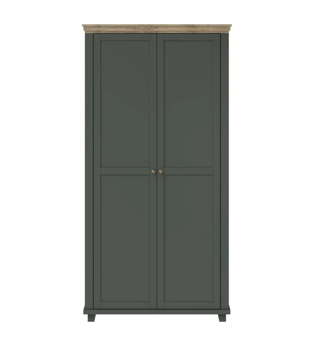 Szafa EVORA 108 cm zielona z dodatkiem koloru dąb Lefkas*Helvetia Clearance