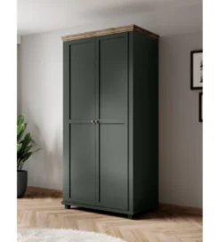 Szafa EVORA 108 cm zielona z dodatkiem koloru dąb Lefkas*Helvetia Clearance