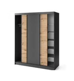 Szafa przesuwna Esville III 180 cm w optyce Dąb artisan/Czarny mat*ELTAP Discount