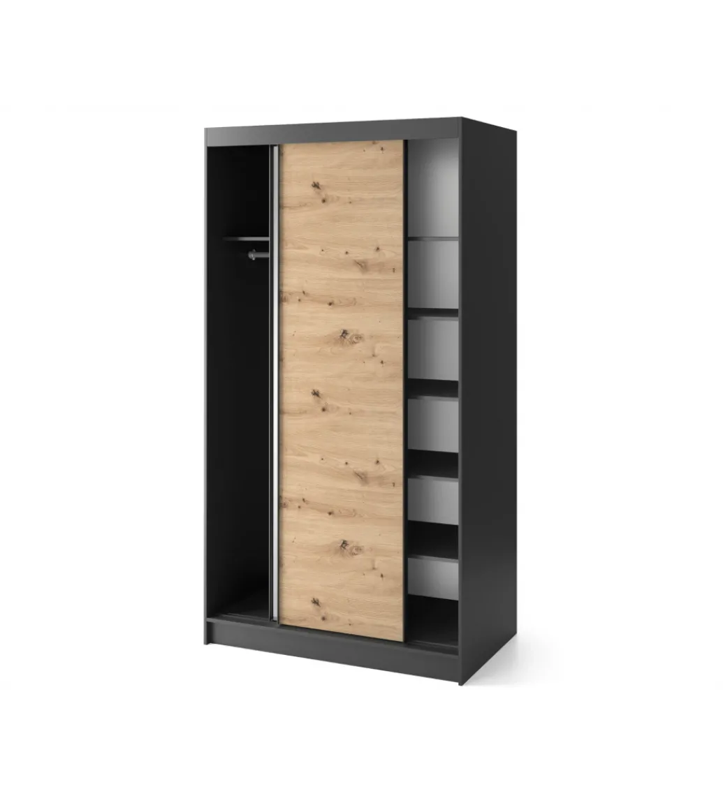 Szafa przesuwna II 120 cm z lustrem w optyce Dąb artisan/Czarny mat*ELTAP Hot