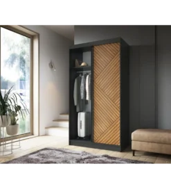 Szafa przesuwna Marrphy II 120 cm czarny/dąb caramel*ELTAP Clearance