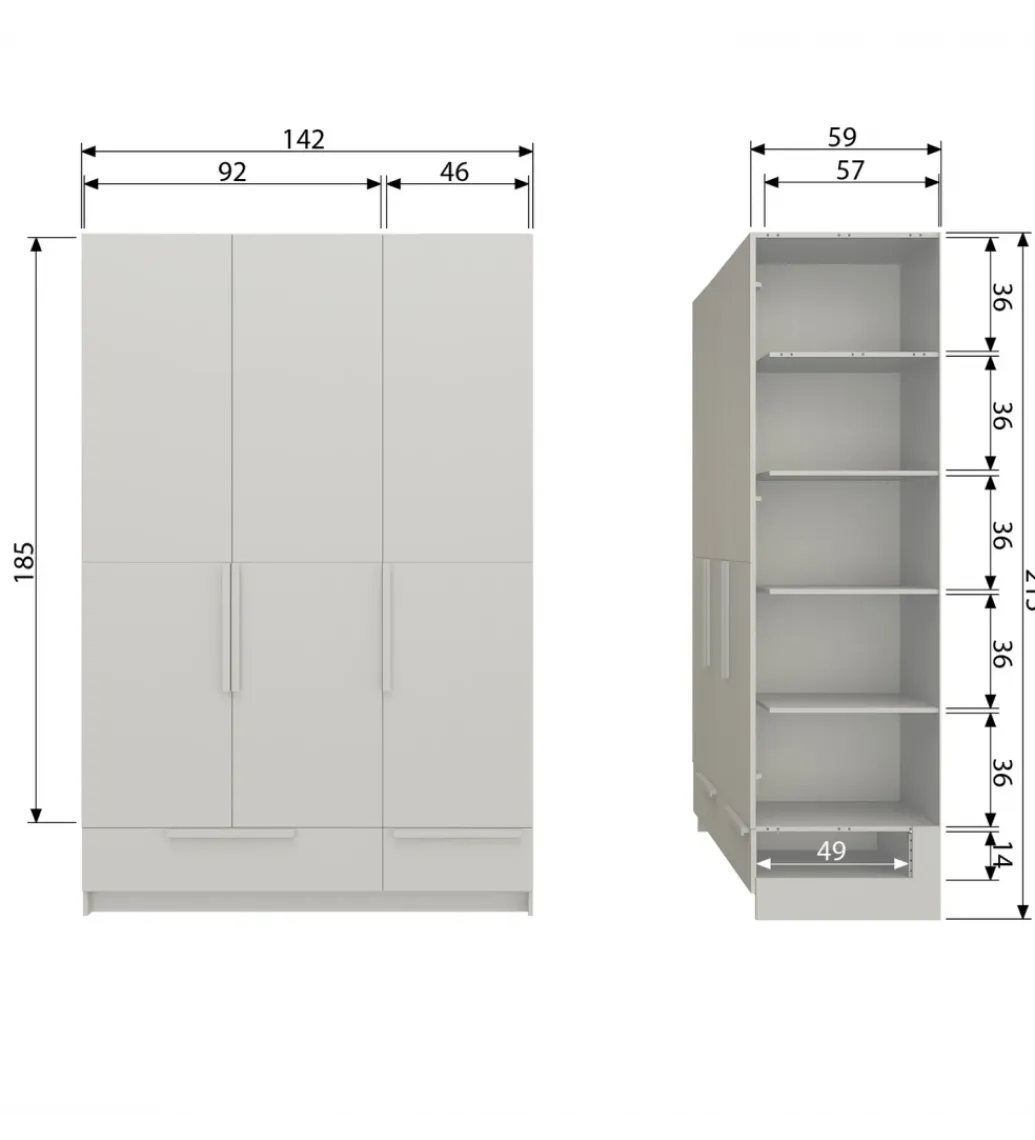 Szafa PURE 215 x 142 cm drewno sosny dust*WOOOD Best