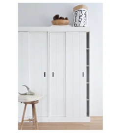 Szafa ROW 195 cm drewno sosny biała*WOOOD Outlet