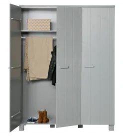 Szafa trzydrzwiowa DENNIS 202 cm drewno sosna szary*WOOOD Clearance