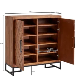 Szafka na buty HERNARES 100 cm drewno sheesham*WOHNLING, GERMANY Outlet