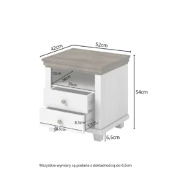 Szafka nocna EVORA 52 cm zielona z dodatkiem koloru dąb Lefkas*Helvetia