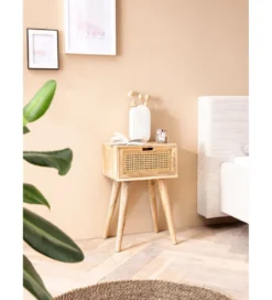 Szafka nocna LIBERTE II 40 cm drewno mango*WOHNLING, GERMANY Discount