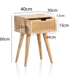 Szafka nocna LIBERTE II 40 cm drewno mango*WOHNLING, GERMANY Discount