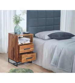 Szafka nocna LORENTE 40 cm drewno sheesham*WOHNLING, GERMANY Outlet
