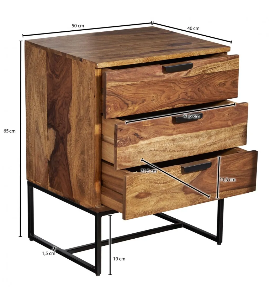 Szafka nocna LORENTE 50 cm drewno sheesham*WOHNLING, GERMANY Online