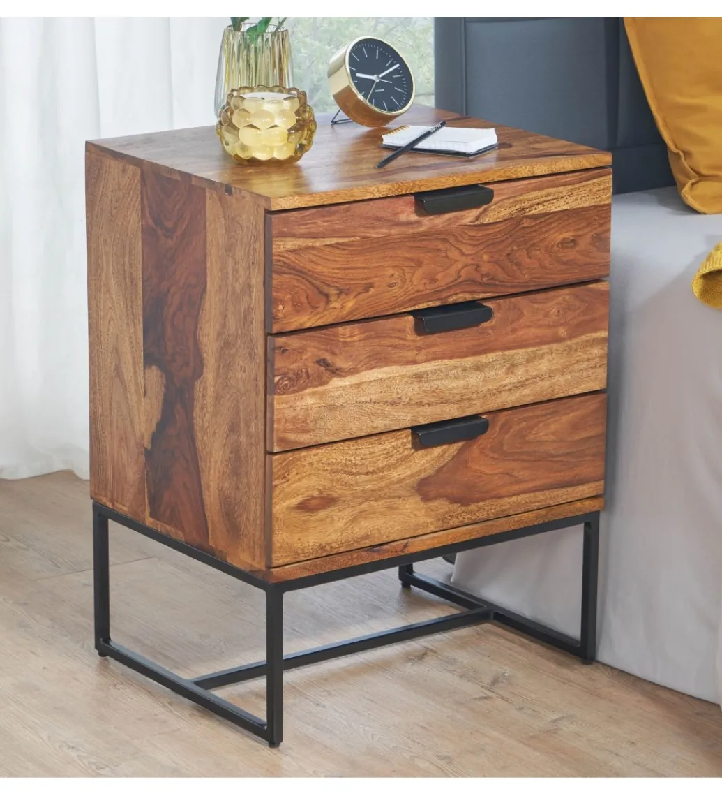 Szafka nocna LORENTE 50 cm drewno sheesham*WOHNLING, GERMANY Online