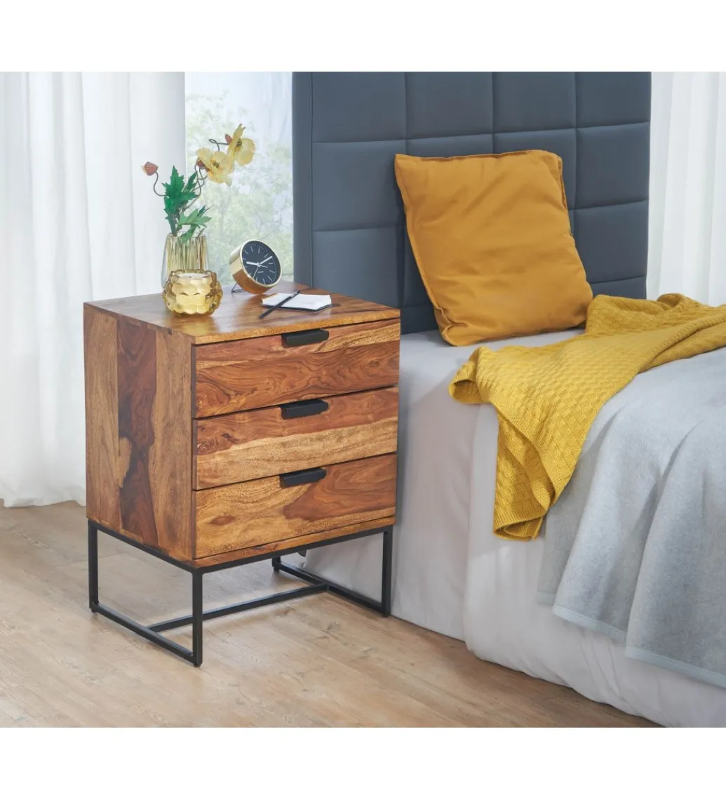 Szafka nocna LORENTE 50 cm drewno sheesham*WOHNLING, GERMANY Online