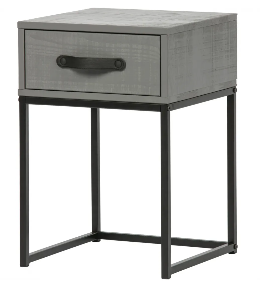 Szafka nocna MORRIS 52 cm drewno sosny szara*WOOOD Clearance