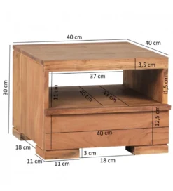 Szafka nocna MUMBAI 40 cm drewno akacja*WOHNLING, GERMANY Discount
