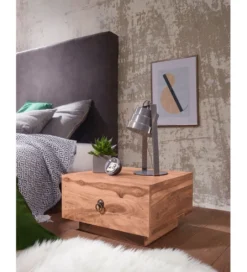 Szafka nocna MUMBAI 40 cm drewno akacja*WOHNLING, GERMANY Best