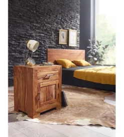 Szafka nocna MUMBAI 50 cm drewno sheesham*WOHNLING, GERMANY Clearance
