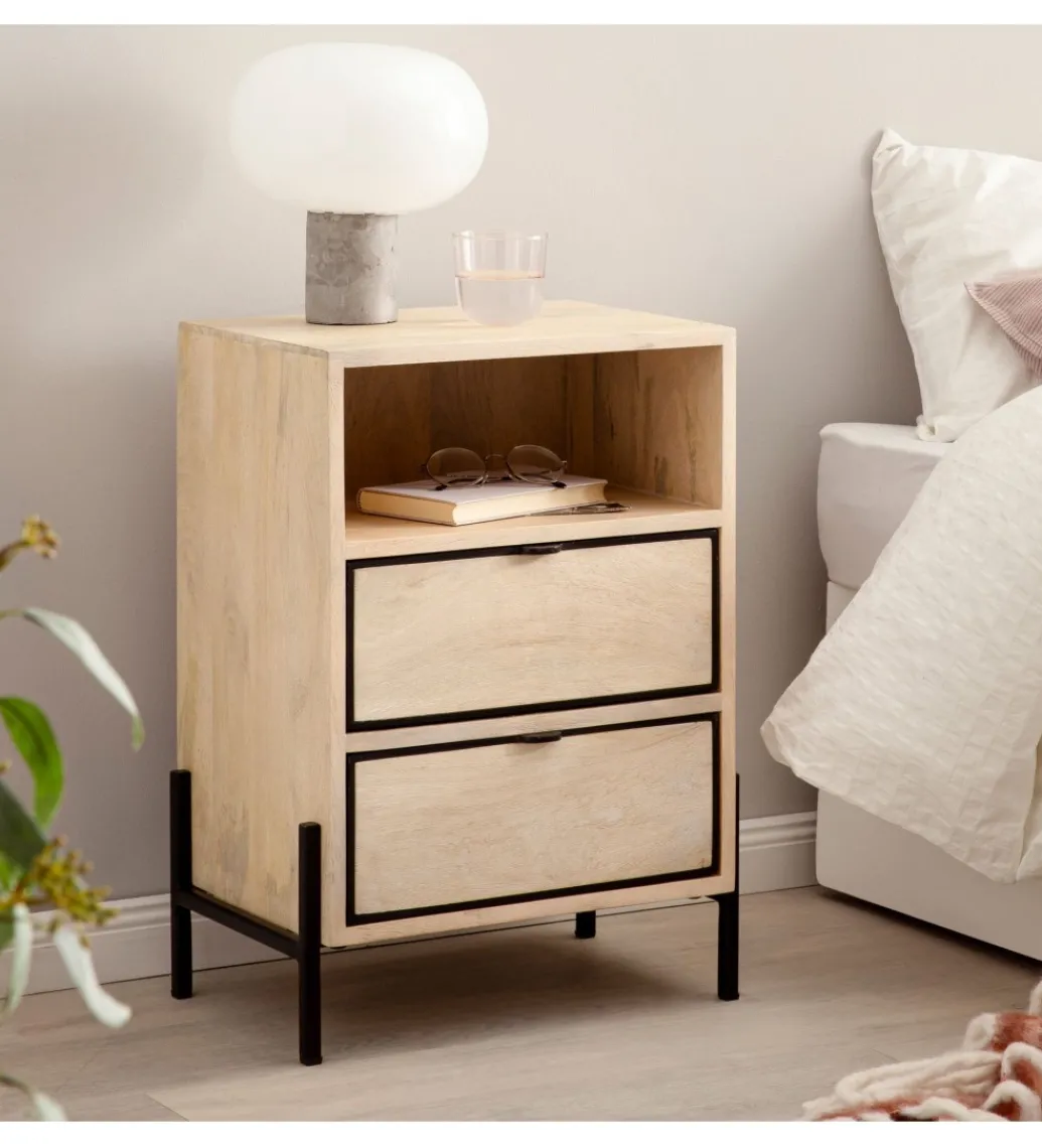 Szafka nocna NIKI 43 cm drewno mango*WOHNLING, GERMANY Clearance