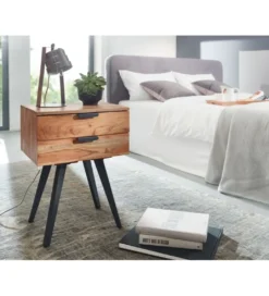 Szafka nocna PRIETO 47 cm drewno akacja*WOHNLING, GERMANY