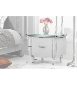 Szafka nocna RAISA extravagancia 45 Cm szarosrebrna*Invicta Interior Clearance