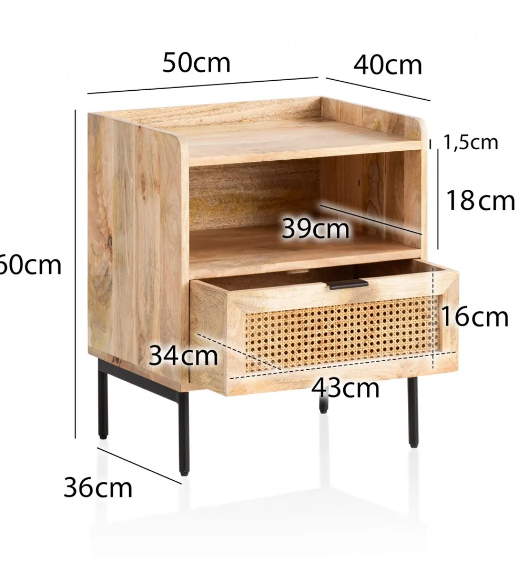 Szafka nocna TONIS 50 cm drewno mango*WOHNLING, GERMANY Clearance