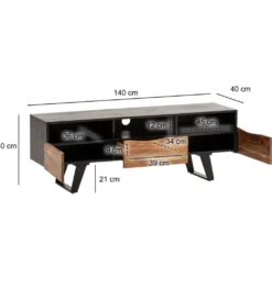 Szafka RTV WOHNLING 140 cm drewno akacja*WOHNLING, GERMANY