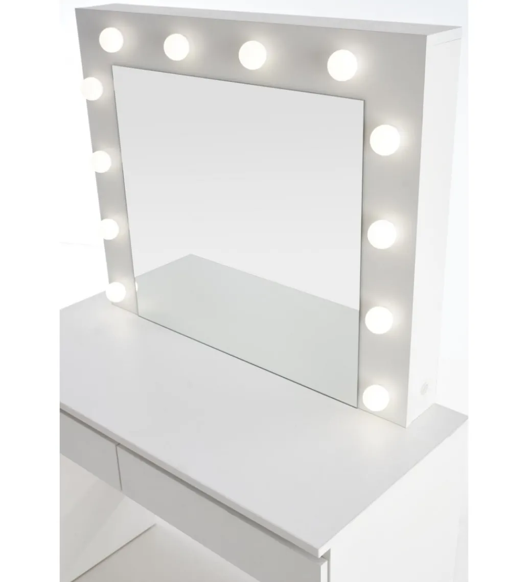 Toaletka HOLLYWOOD 94 cm biała z oświetleniem LED*Halmar