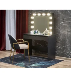 Toaletka HOLLYWOOD 94 cm czarna z oświetleniem LED*Halmar