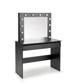 Toaletka HOLLYWOOD 94 cm czarna z oświetleniem LED*Halmar