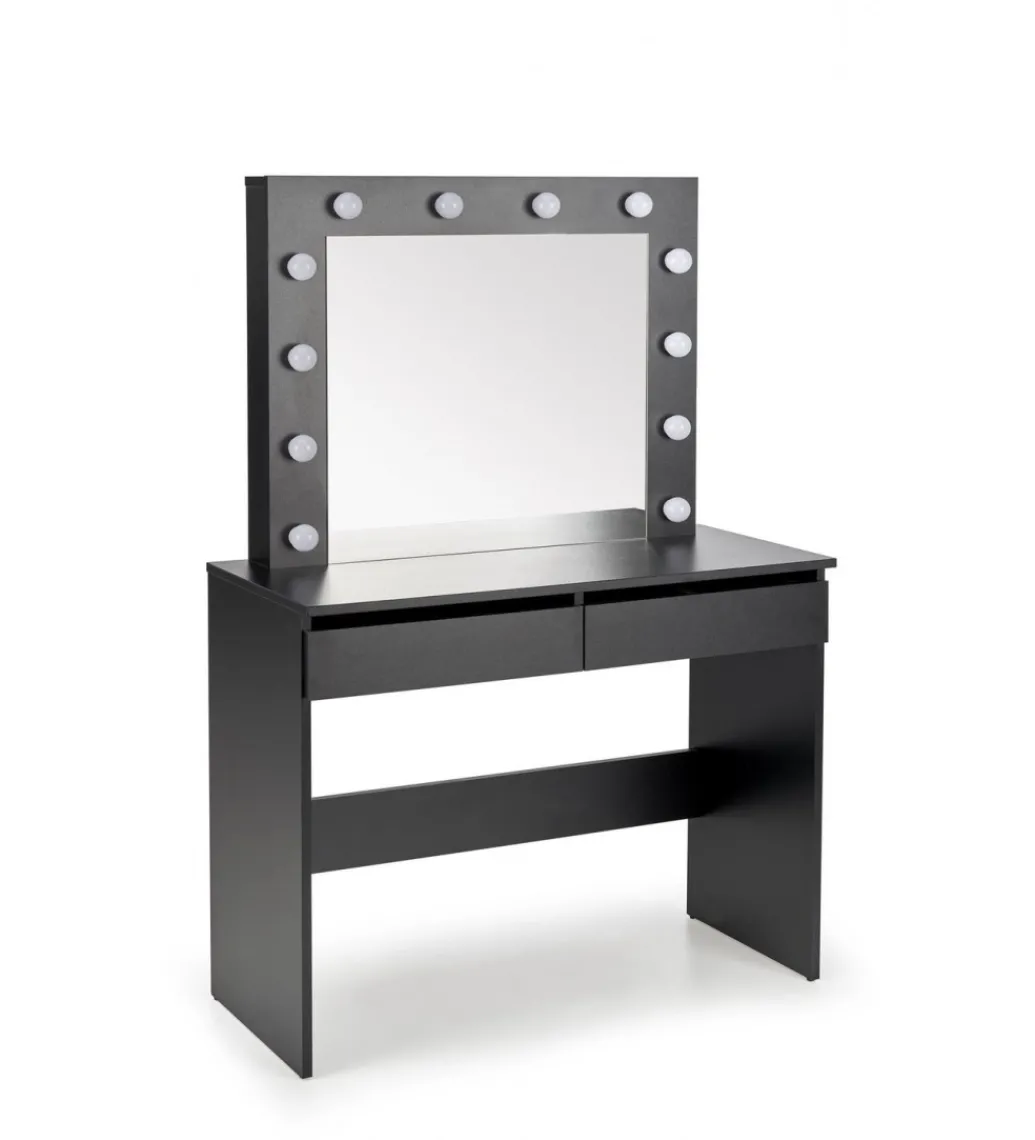 Toaletka HOLLYWOOD 94 cm czarna z oświetleniem LED*Halmar