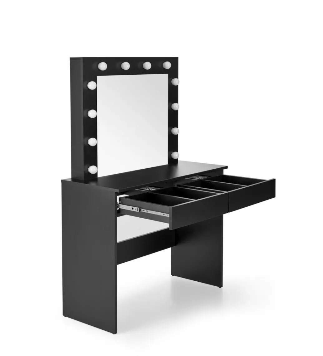 Toaletka HOLLYWOOD 94 cm czarna z oświetleniem LED*Halmar